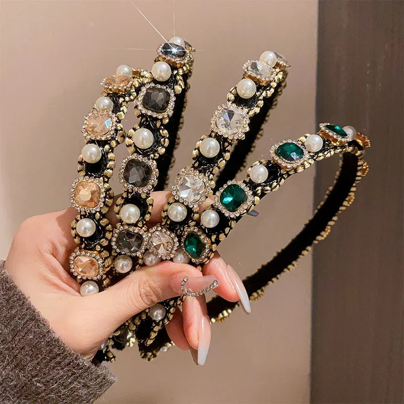 Pearl & Rhinestone Headband - Piña Colada