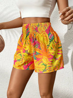 Tropical Floral Print Shorts - Piña Colada