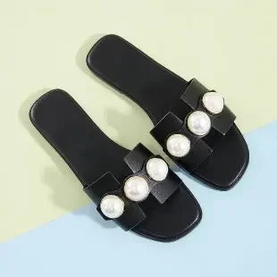 British Style Beaded Flat Sandals - Piña Colada