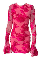 Glam Backless Floral Mesh Short Dress - Piña Colada