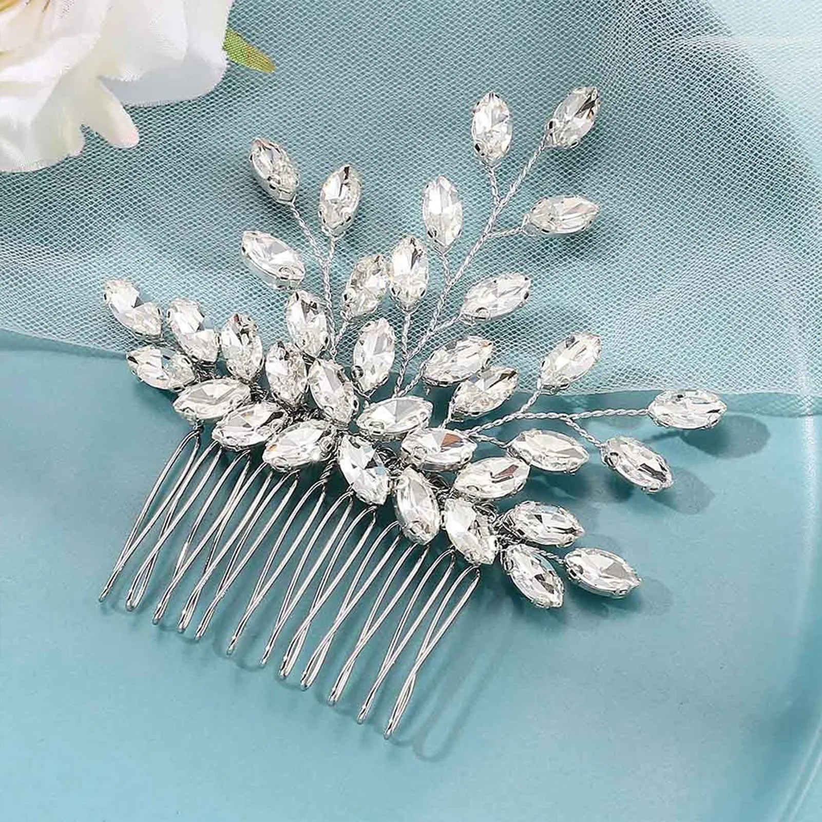 Crystal Pearl Hair Comb Clip - Piña Colada