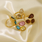 Gold Zircon Adjustable Ring