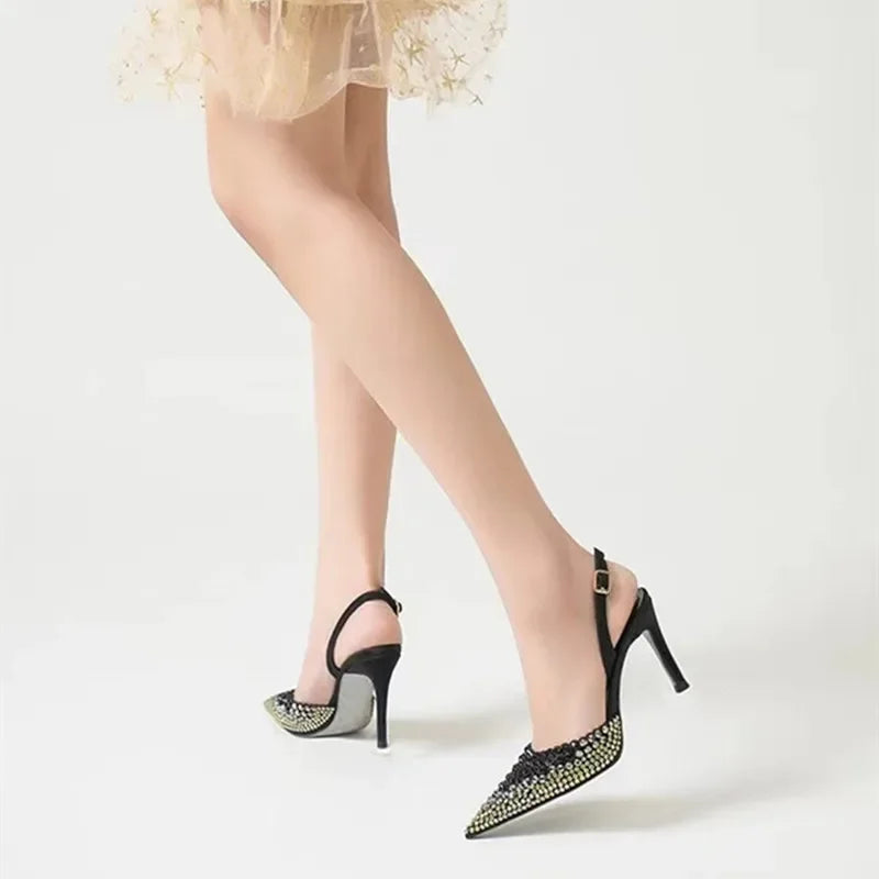 Luxury Rhinestones Gradient Slingbacks Pumps - Piña Colada