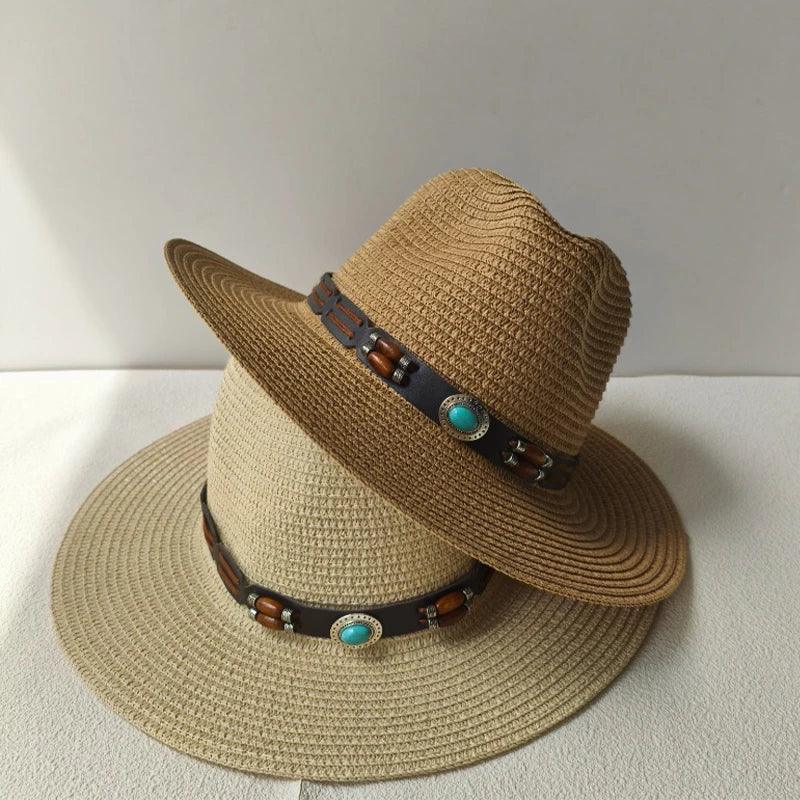 Summer Bohemian Shell Straw Hat - Piña Colada