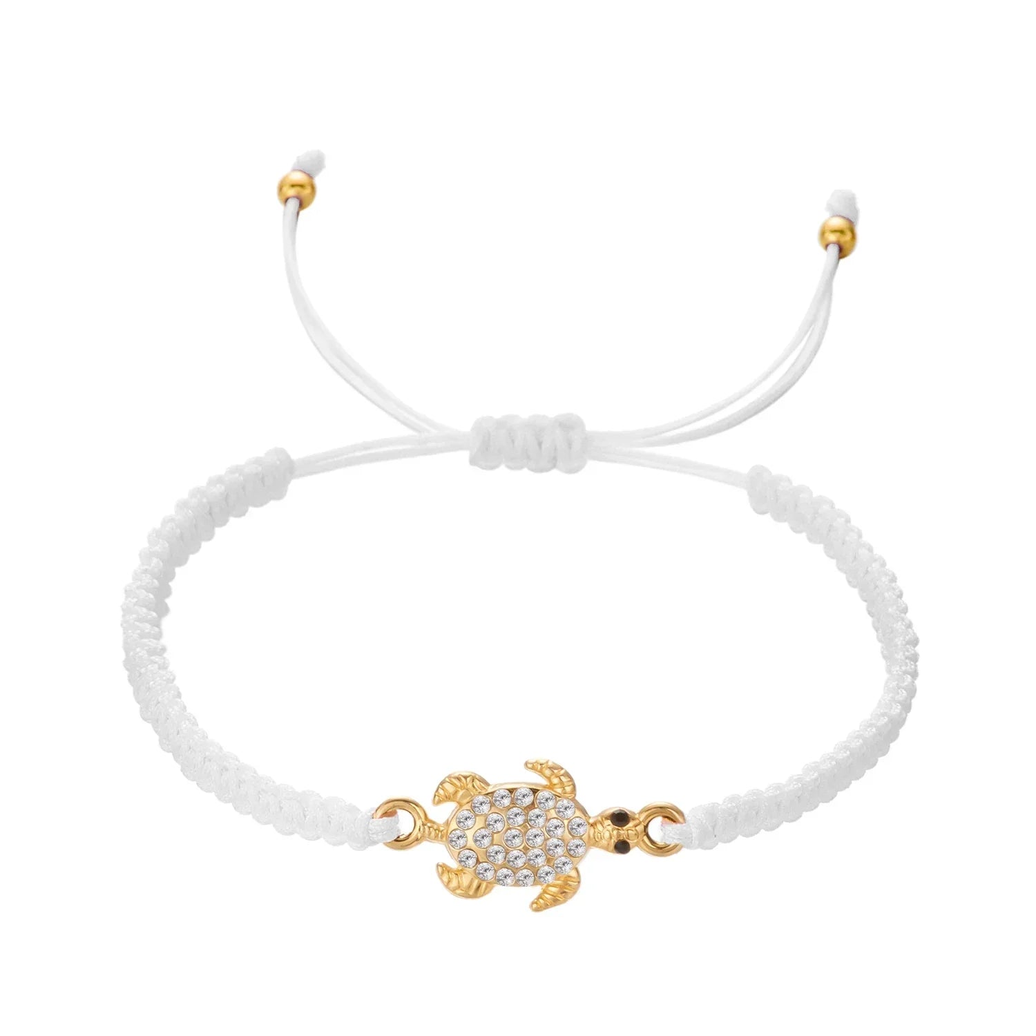 Bohemian Rhinestone Sea Turtle Woven Bracelet - Piña Colada