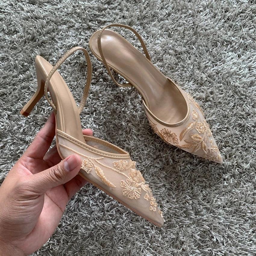 Mesh Embroidered Fashion Shoes - Piña Colada