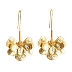 Long Drop Earrings Simple Flower - Piña Colada