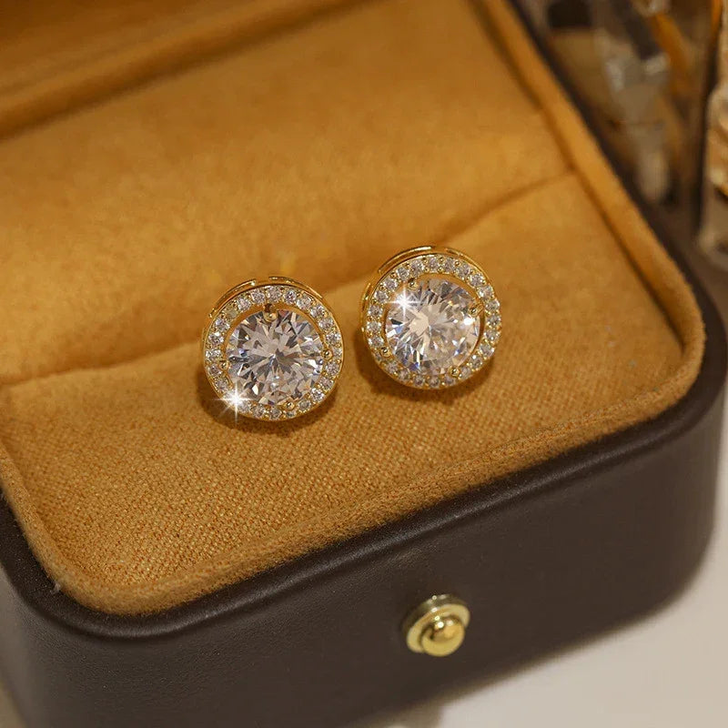Crystal Zircon Stud Earrings - Piña Colada