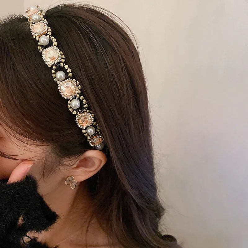 Pearl & Rhinestone Headband - Piña Colada