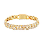 Iced Out Heart & Cuban Link Bracelet - Piña Colada