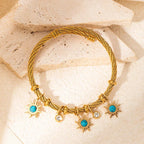 Colorful Eyes & Heart Drip Oil Pendant Bracelet - Piña Colada