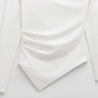 Asymmetrical Square Neck Crop Blouse – Streetwear Chic - Piña Colada
