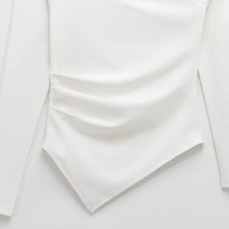 Asymmetrical Square Neck Crop Blouse – Streetwear Chic - Piña Colada