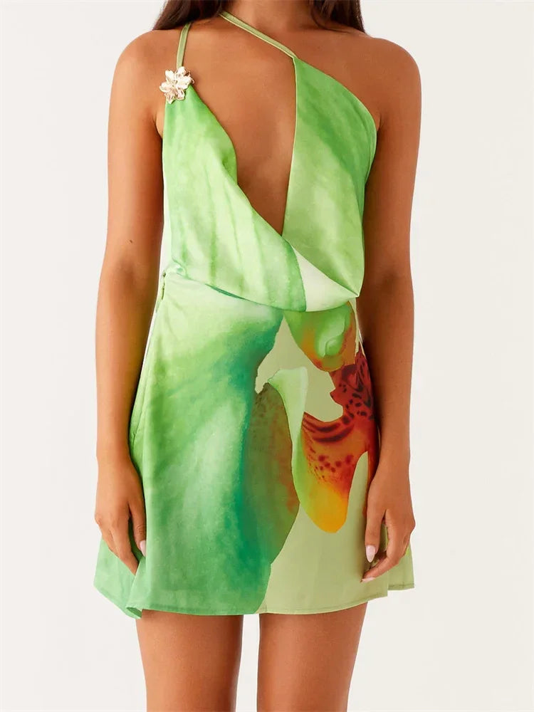 Sleeveless Spaghetti Strap Mini Dresses - Piña Colada