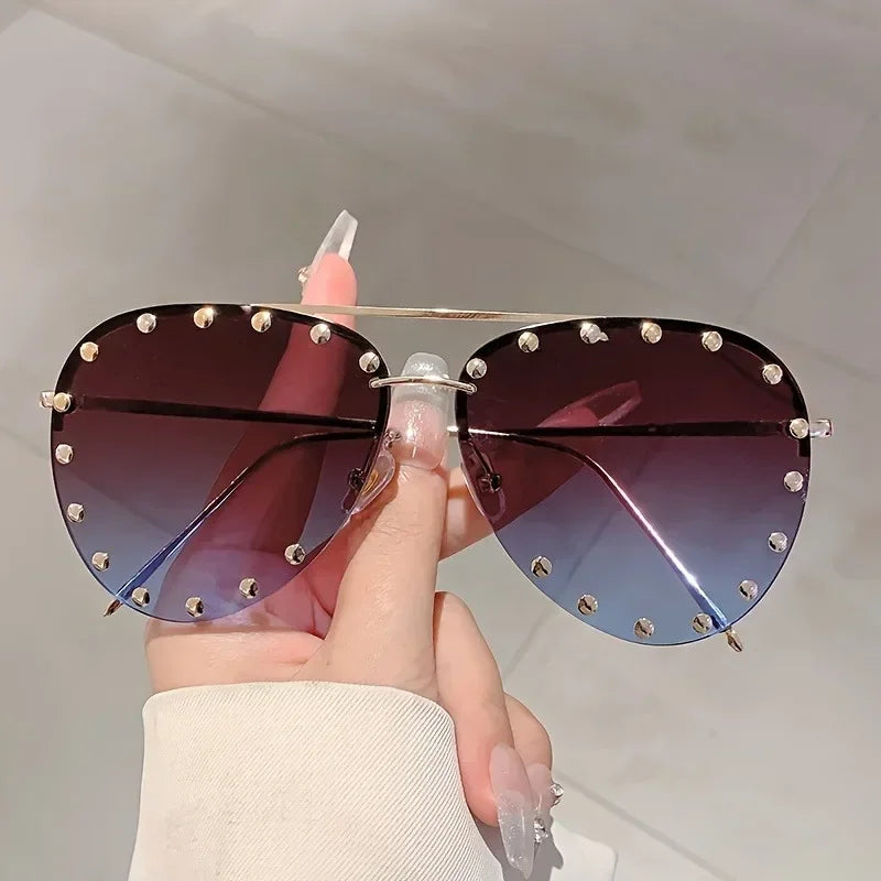 Rimless Pilot Sunglasses - Piña Colada