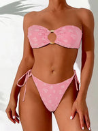 Solid Ring Detail Bikini Set - Piña Colada