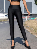 Solid High-Waist Stretch Leggings – Everyday Essential - Piña Colada
