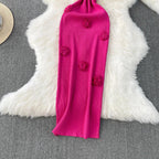 Chic Off Bodycon Dress Wrap Knitted - Piña Colada