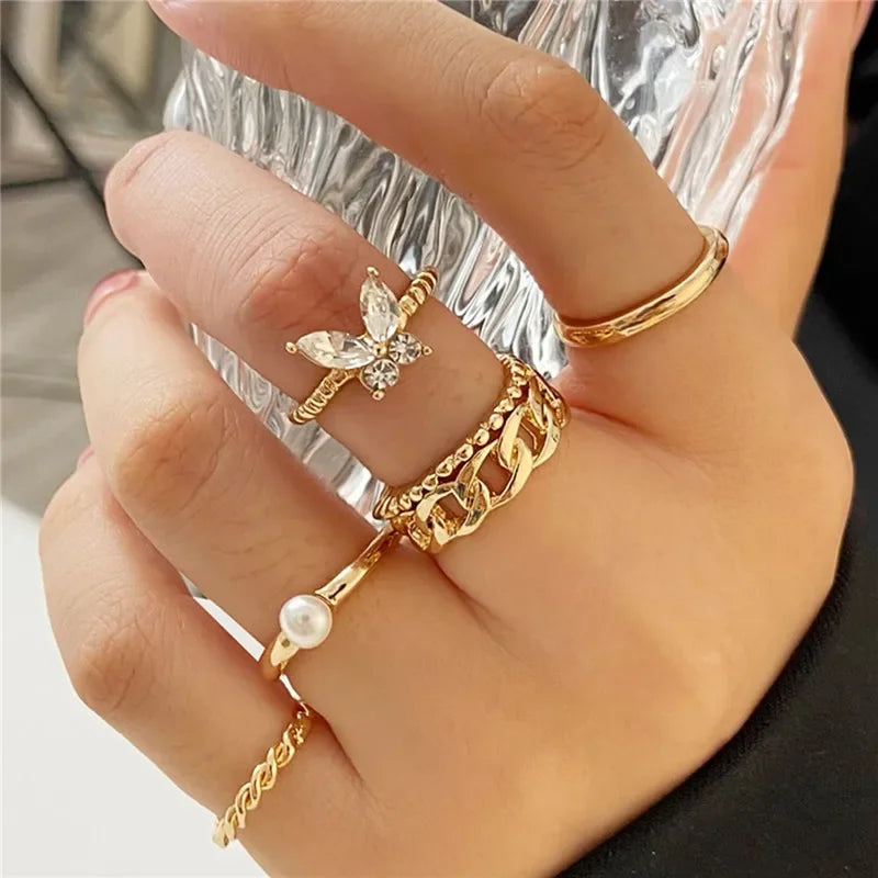 Boho Zircon Rings Set - Piña Colada