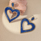 Boho Love Heart Braided Rope Drop Earrings - Piña Colada