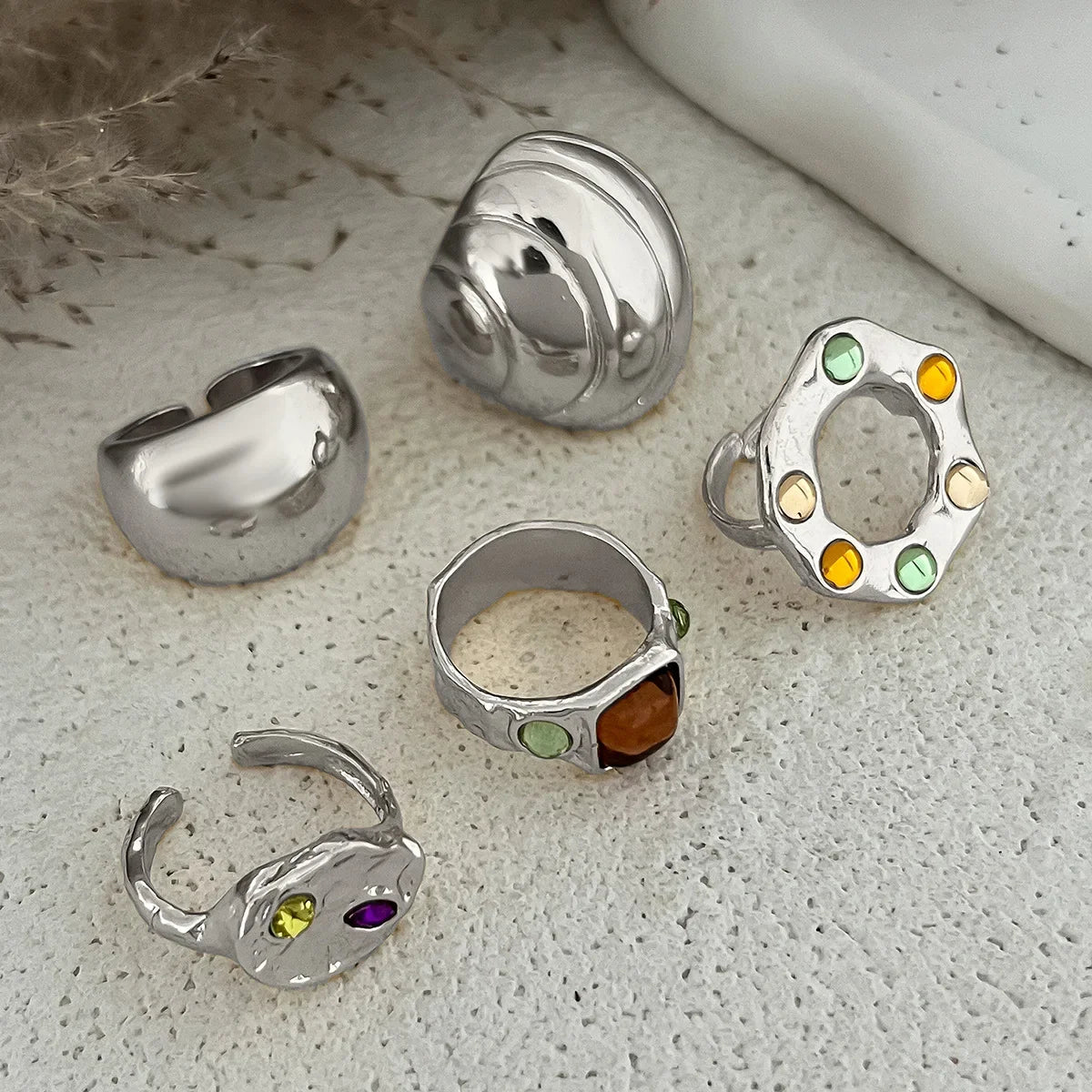 5Pcs/Set Vintage Irregular Metal - Piña Colada