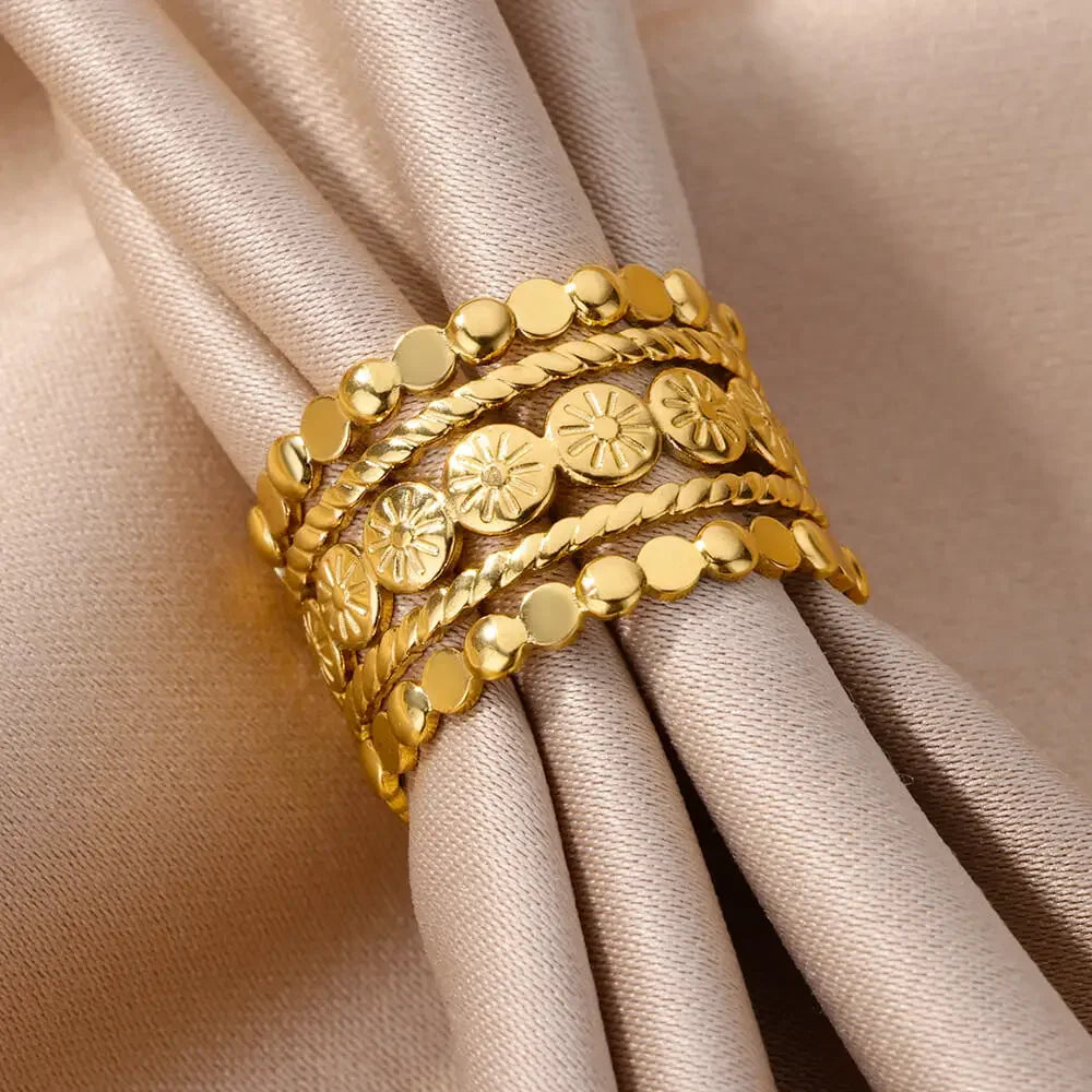 Stainless Steel Zircon Adjustable Ring - Piña Colada