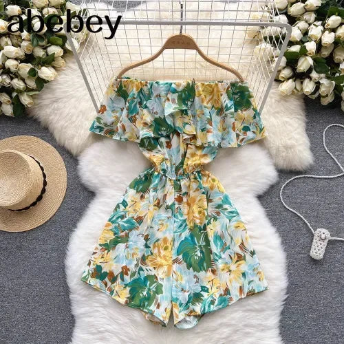 Floral Jumpsuits Shorts - Piña Colada