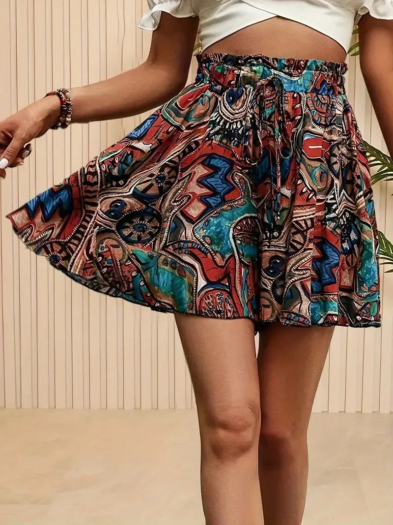 Beach Shorts Ruffles High Waist - Piña Colada