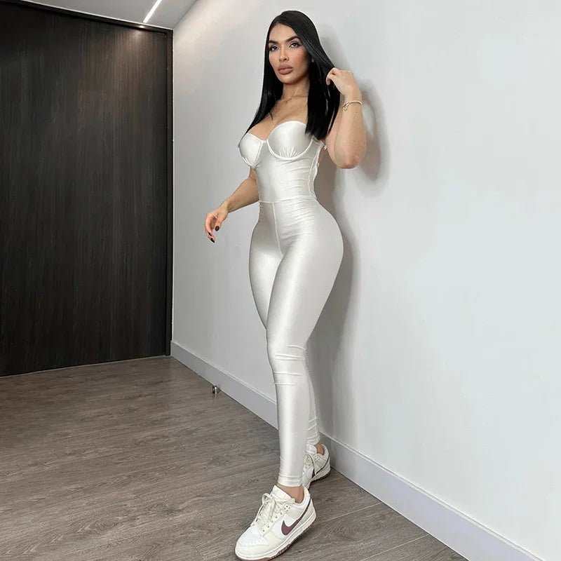 Strapless Backless Sleeveless Pencil Jumpsuit - Piña Colada