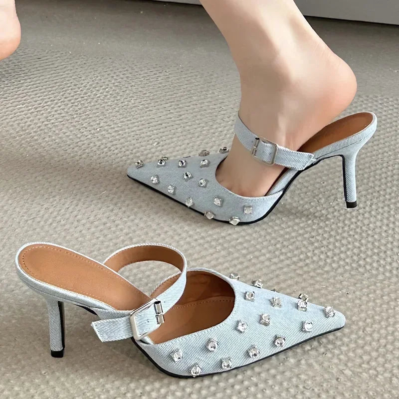Crystal Diamond Buckle Pointed Toe - Piña Colada