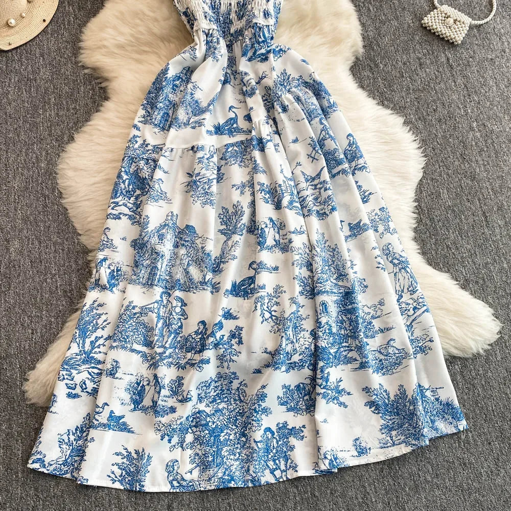 V Neck Dress Sleeveless Ankle Length - Piña Colada