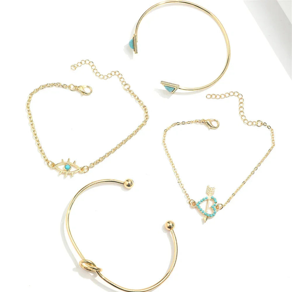 4 Pcs Boho Style Hollow Love - Piña Colada