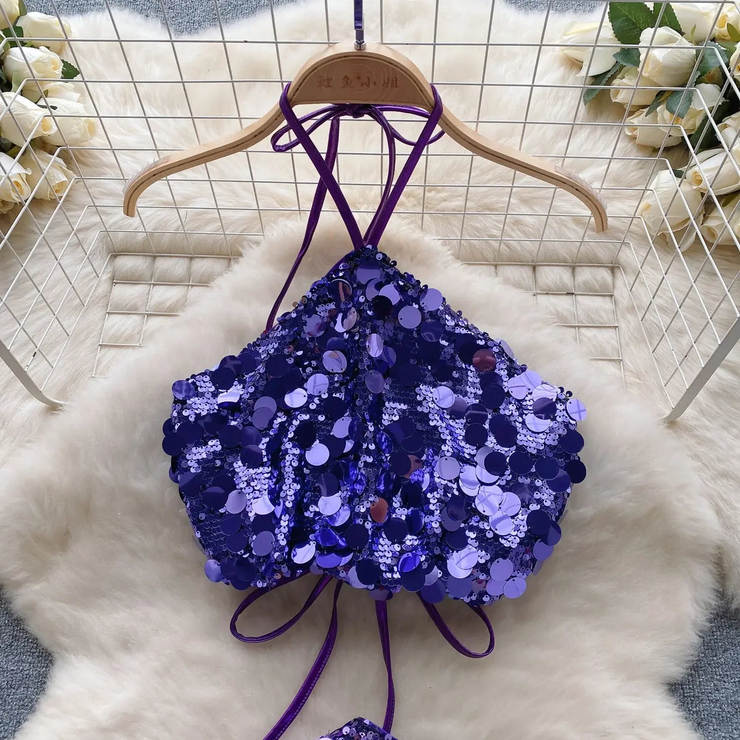 Sequin Top And Skirt Set Sparkly - Piña Colada