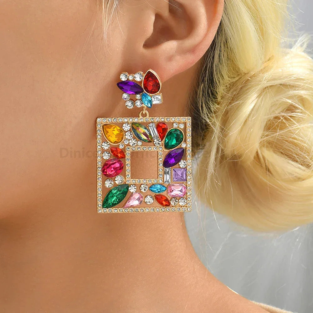 Colorful Crystal Earrings - Piña Colada