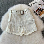 Shorts Belt Gathered Waist Zipper - Piña Colada