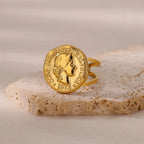 Stainless Steel Zircon Adjustable Ring - Piña Colada