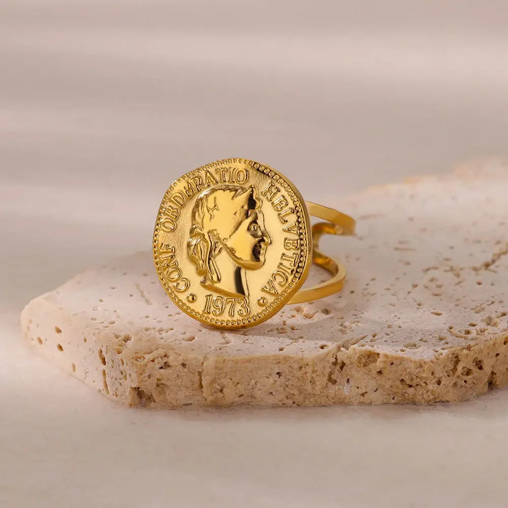 Stainless Steel Zircon Adjustable Ring - Piña Colada