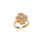 Spinner Zircon Heart Four Leaf Clover Rings - Piña Colada