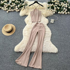 Unidance Pleated Square Neck Two-Piece Set – Casual Chic for Spring/Summer - Piña Colada