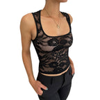 Hirigin Velvet Lace Tank Top – Sheer Elegance for Any Season - Piña Colada