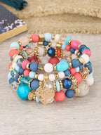 Boho Acrylic Beads Bracelet Set - Piña Colada