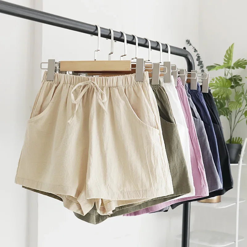 Summer Women Cotton Linen Shorts - Piña Colada