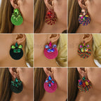 Vintage Rhinestone Round Drop Earrings - Piña Colada