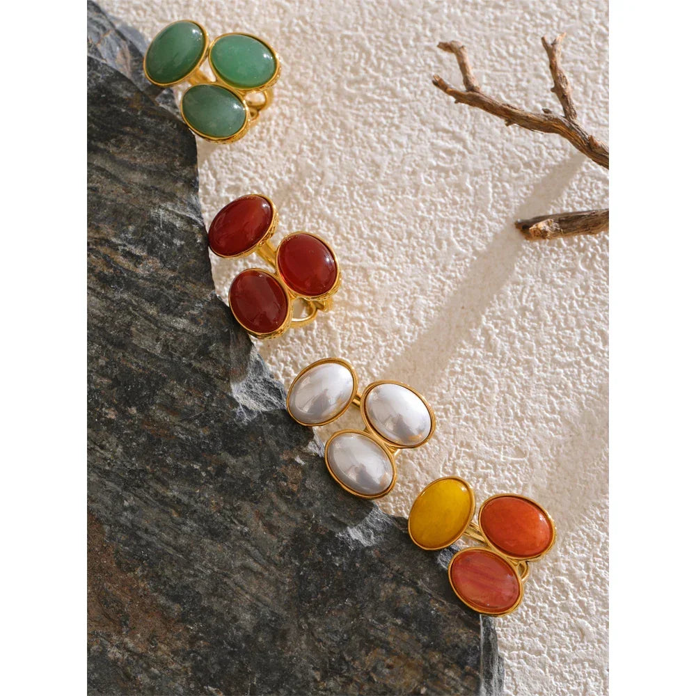 Agate Stone Ring - Piña Colada