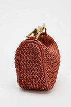 Summer Half-Moon Beach Straw Shoulder Bags Women's - Piña Colada