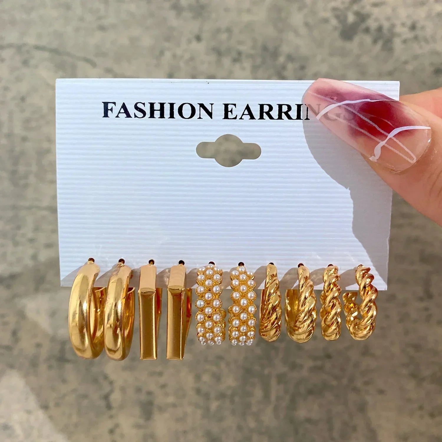 Pearl Hoop Earrings Set - Piña Colada