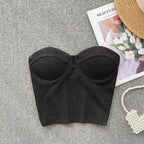 Strapless Summer Casual Crop Tops with Built In Bras - Piña Colada