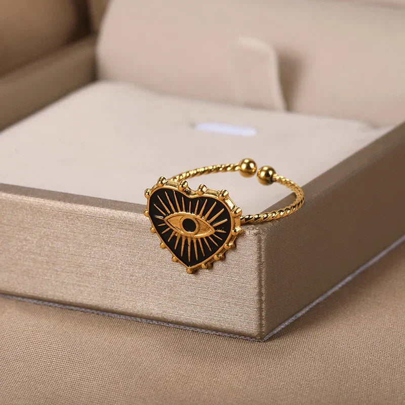 Evil Eye Rings Stainless Steel - Piña Colada