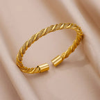 18K Gold-Plated Stainless Steel Cuff Bracelet for Women - Piña Colada