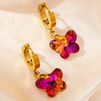 Colorful Crystal Star & Palm Drop Earrings - Piña Colada
